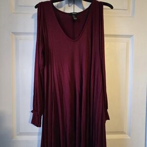 Forever 21 Burgundy Long Sleeve Blouse